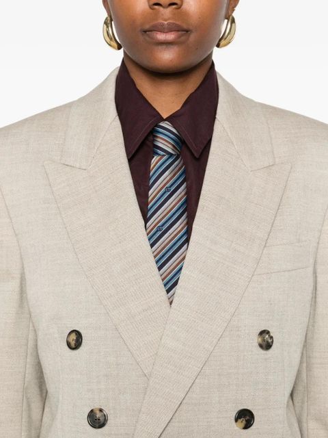 Saint Laurent double-breasted button blazer - Neutrals