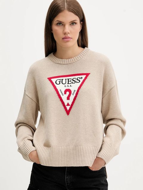 Guess Jeans sweter bawełniany kolor beżowy lekki W4BR12 Z3HM1 - zdjęcie produktu nr 1