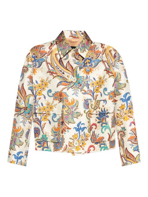 ETRO floral-print cropped jacket - White