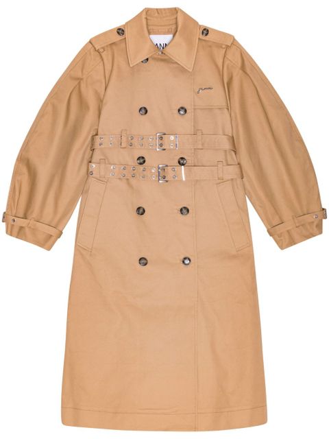 GANNI belted trench coat - Brown