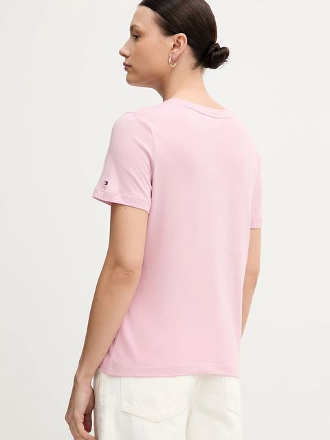Tommy Hilfiger t-shirt bawełniany damski kolor różowy WW0WW40276