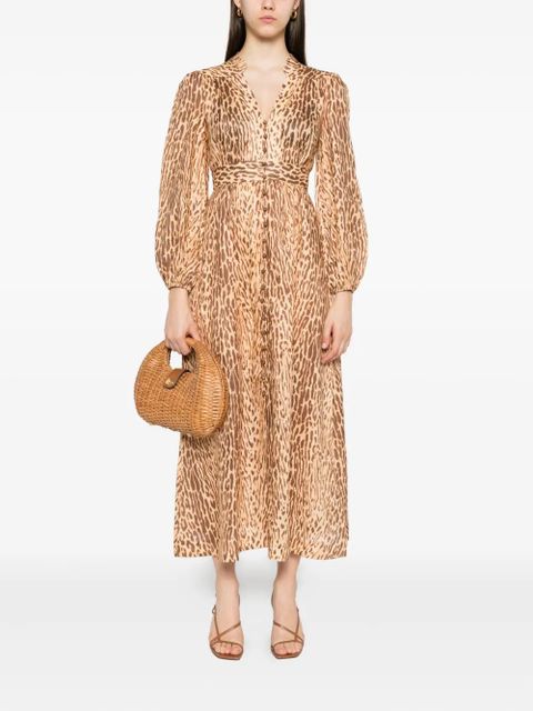 ZIMMERMANN leopard-print button-front dress - Neutrals