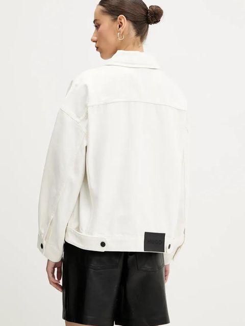 HUGO kurtka jeansowa kolor biały przejściowa 50535349