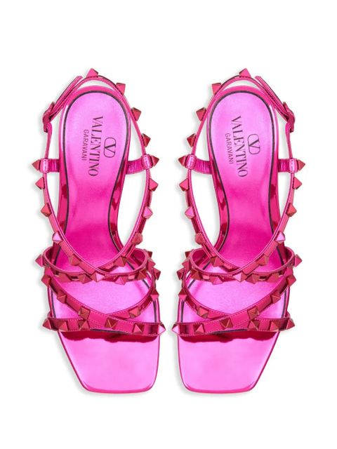 Valentino Garavani 100mm Rockstud mirrored sandals - Pink