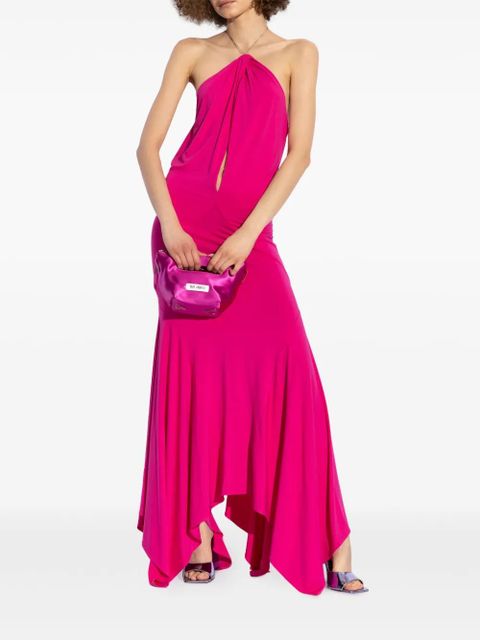 The Attico halterneck chain-link detail maxi dress - Pink
