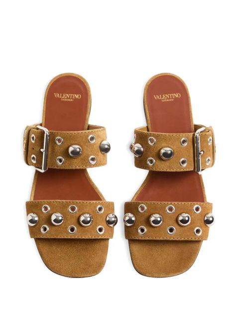 Valentino Garavani Nellcôte Crust leather slide sandal - Brown - zdjęcie produktu nr 2