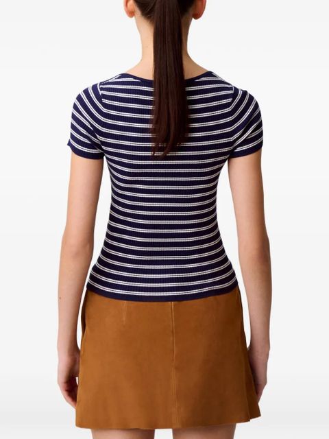 Claudie Pierlot striped embroidered T-shirt - Blue