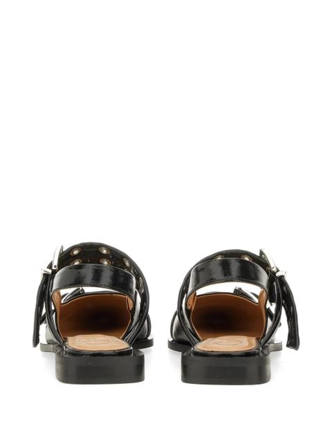 GANNI buckle-detail eyelet-embellished sandals - Black