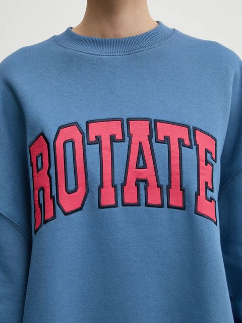 Rotate bluza bawełniana damska kolor niebieski z aplikacją 113427309