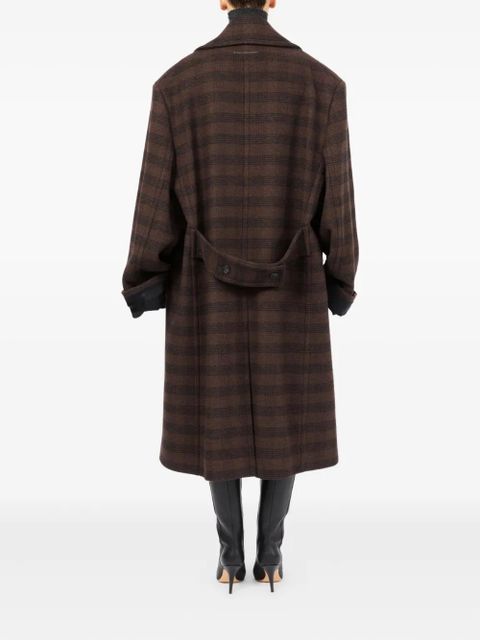 MM6 Maison Margiela checked double-breasted coat - Brown