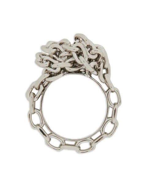 Jil Sander engraved-logo knotted-chain-detail ring - Silver