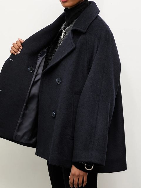 Answear.LAB płaszcz wełniany kolor granatowy