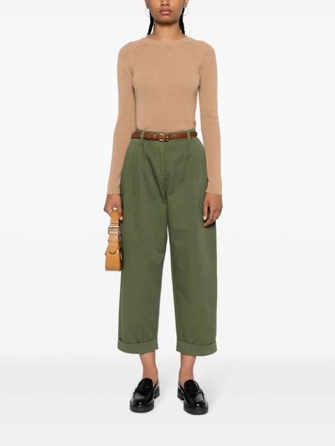 PINKO logo-plaque ribbed-knit jumper - Brown - zdjęcie produktu nr 2