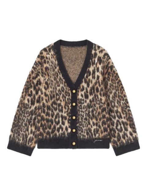 GANNI buttoned leopard-print cardigan - Neutrals - zdjęcie produktu nr 1