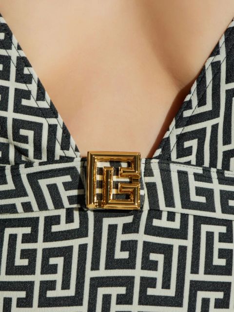 Balmain monogram-pattern swimsuit - Black