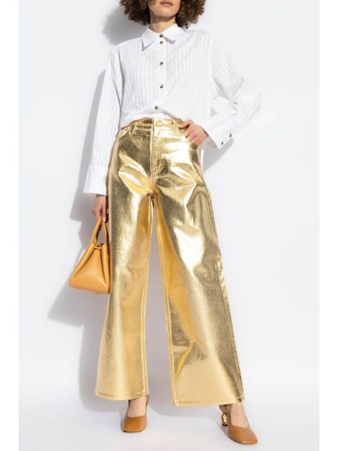GANNI metallic-effect cotton jeans - Gold - zdjęcie produktu nr 2