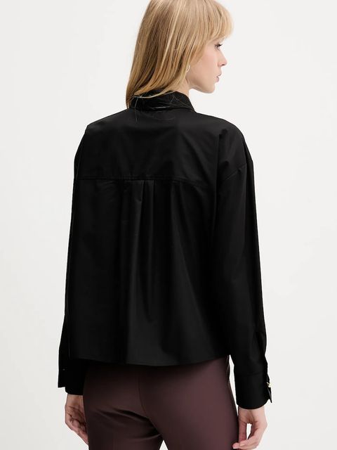 HUGO koszula bawełniana damska kolor czarny relaxed z kołnierzykiem klasycznym 50550548