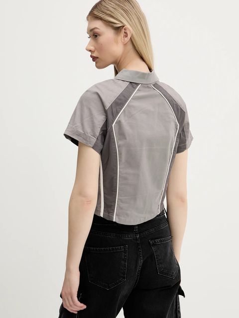 Guess Originals koszula damskie kolor szary slim z kołnierzykiem klasycznym W5GH0K WGB5B