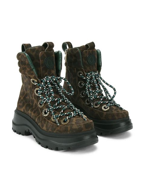 Kurt Geiger London botki zamszowe Kensington Hiker damskie kolor brązowy na płaskim obcasie 4991835289