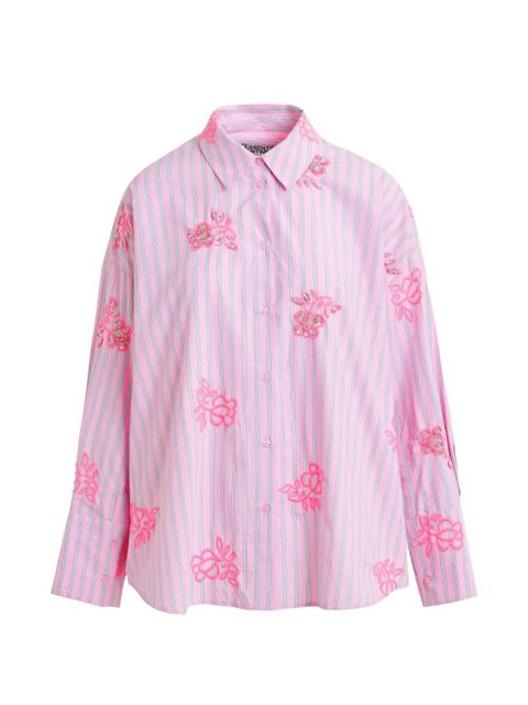 Essentiel Antwerp pinstripe floral embroidery shirt - Pink - zdjęcie produktu nr 1