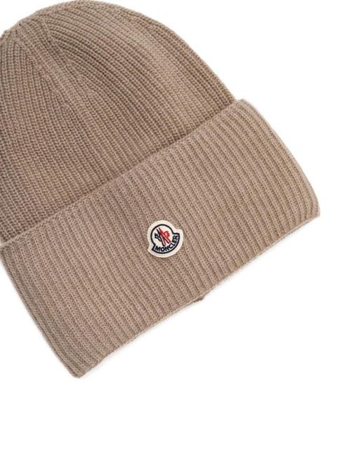 Moncler ribbed logo-patch beanie - Neutrals - zdjęcie produktu nr 2