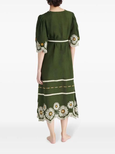 ERES Hortense floral-embroidered linen dress - Green - zdjęcie produktu nr 2