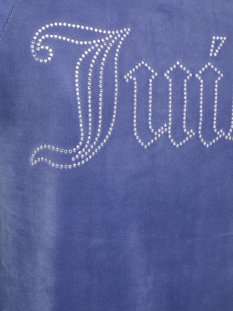 Juicy Couture bluza welurowa kolor fioletowy z kapturem z aplikacją JCWAS225306