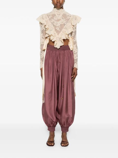 ZIMMERMANN Luna ruffled lace-embroidered top - Neutrals