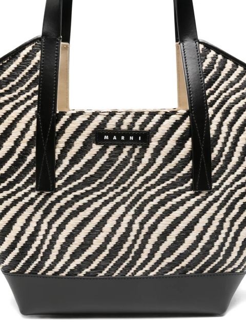 Marni small Waves zebra-stripe tote bag - Black