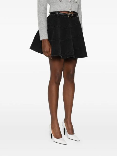 Self-Portrait belted panelled mini skirt - Black