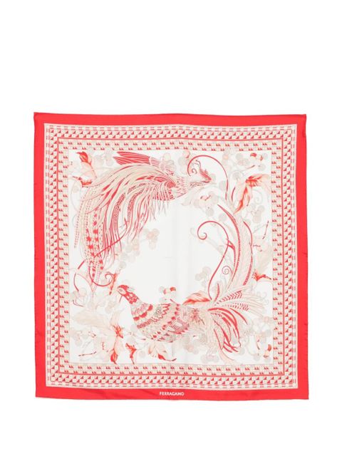 Ferragamo bird print scarf - White - zdjęcie produktu nr 1