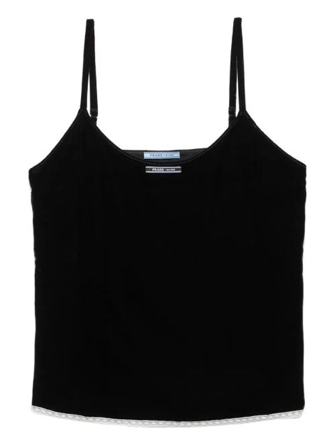 Prada logo-label velvet top - Black - zdjęcie produktu nr 1
