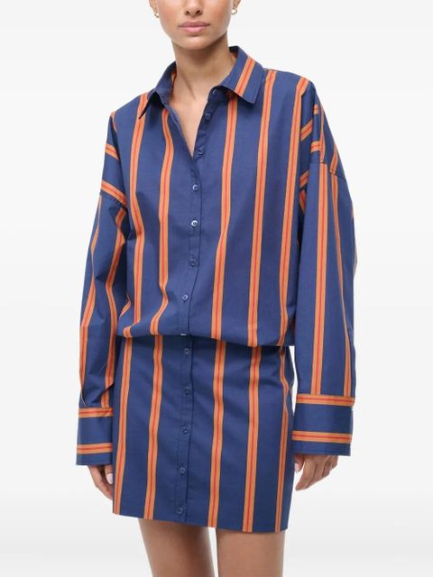 STAUD Cynthia stripe-pattern shirt mini dress - Blue