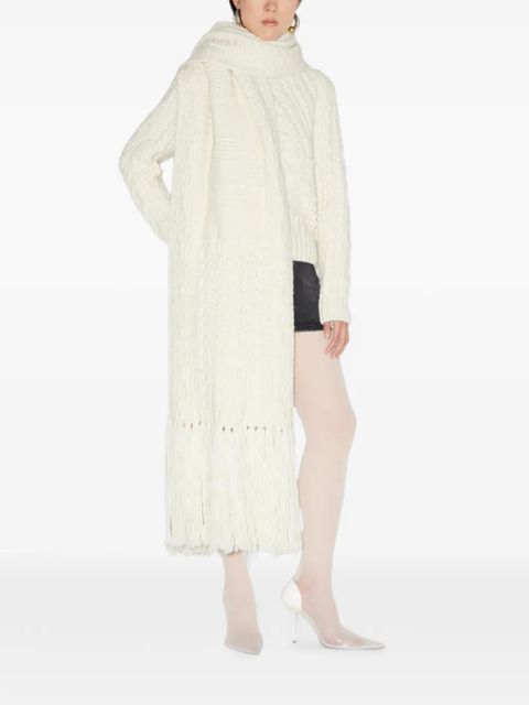 Jean Paul Gaultier Je T'aime knitted long scarf - White