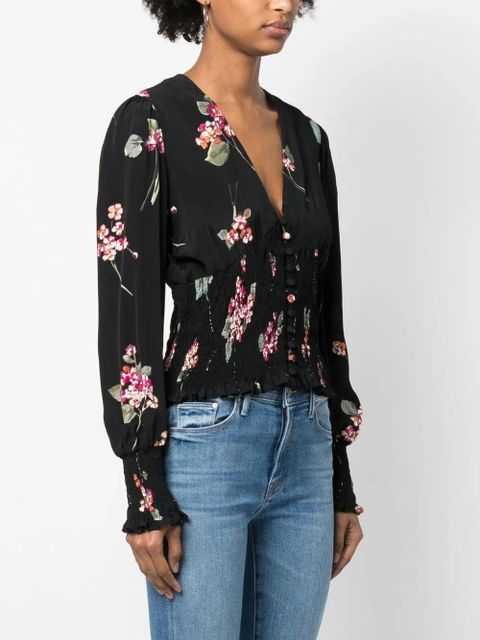 TWINSET floral-print V-neck blouse - Black