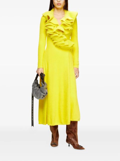 Diesel Fluffy ruffled-neck midi dress - Yellow