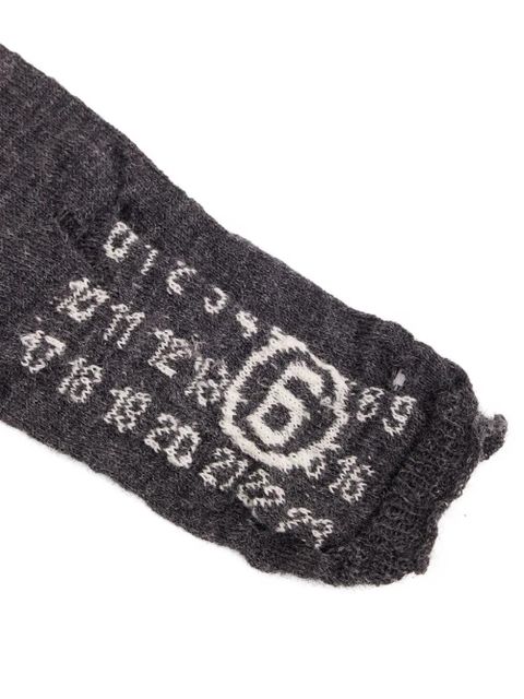 MM6 Maison Margiela numbers-motif gloves - Grey