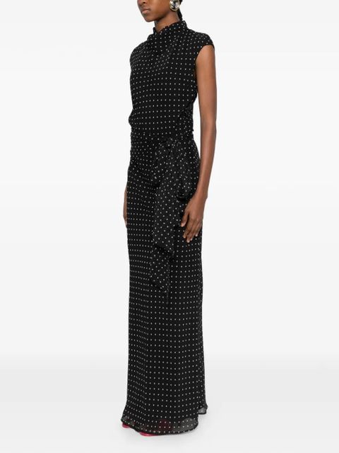 ROTATE BIRGER CHRISTENSEN Tie Polka Dot Maxi Dress - Black - zdjęcie produktu nr 2