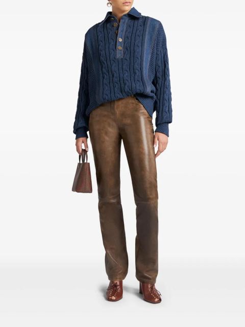 ETRO leather trousers - Brown