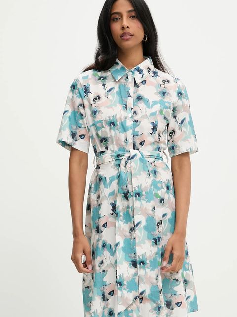 Answear.LAB sukienka bawełniana kolor turkusowy mini rozkloszowana - zdjęcie produktu nr 1