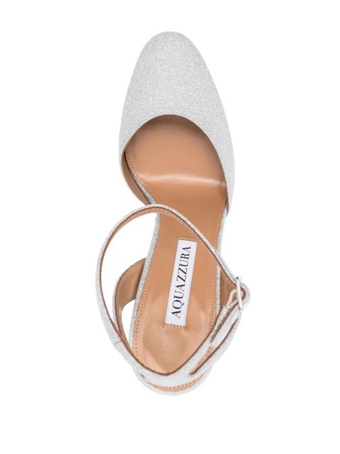 Aquazzura So High 140mm glitter leather pumps - Silver