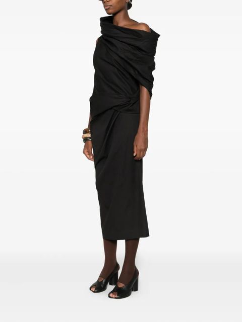 ENTIRE STUDIOS Moulded draped cowl-neck midi dress - Black