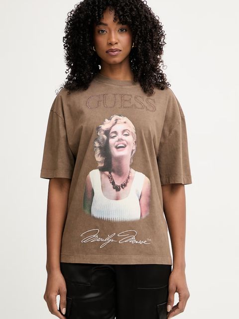 Guess t-shirt oversize damski bawełniany MARILYN MONROE - zdjęcie produktu nr 1