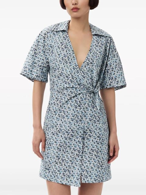 GANNI floral-print wrap minidress - Blue