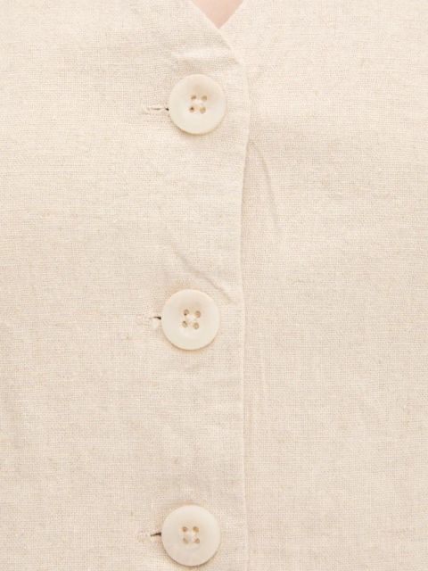 Hollister Co. kamizelka lniana damskie kolor beżowy jednorzędowa KI340-5071