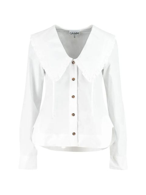 GANNI ruffled oversized-collar shirt - White - zdjęcie produktu nr 1