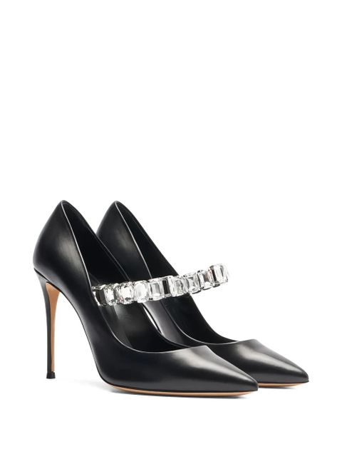 Casadei 100mm Julia Minorca crystal-embellished pointed-toe pumps - Black - zdjęcie produktu nr 2