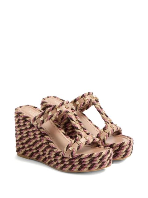 Valentino Garavani 90mm Rockstud wedge sandals - Neutrals