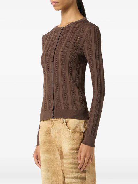 Blumarine buttoned opernwork-knit cardigan - Brown