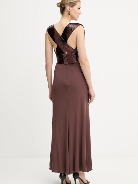 Herve Leger sukienka Lucille kolor brązowy maxi prosta SEJ8524861 - zdjęcie produktu nr 2